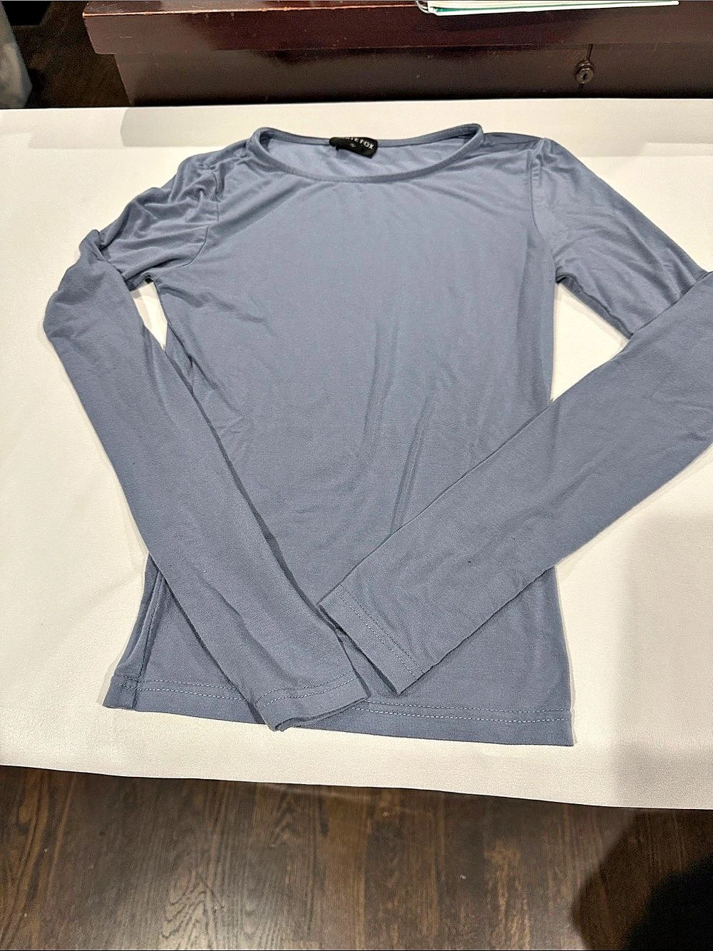 White Fox Long Sleeve Top in Blue Light New